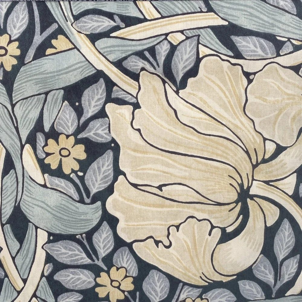 William Morris Curtain Panel Pair 50x84 Pimpernel Ink Navy Blue Floral Cotton